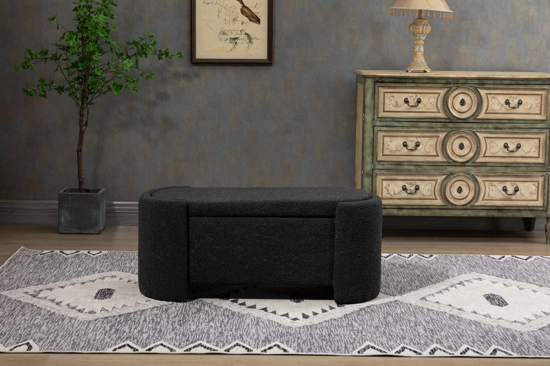 43.4'' Boucle Storage Ottoman Bench