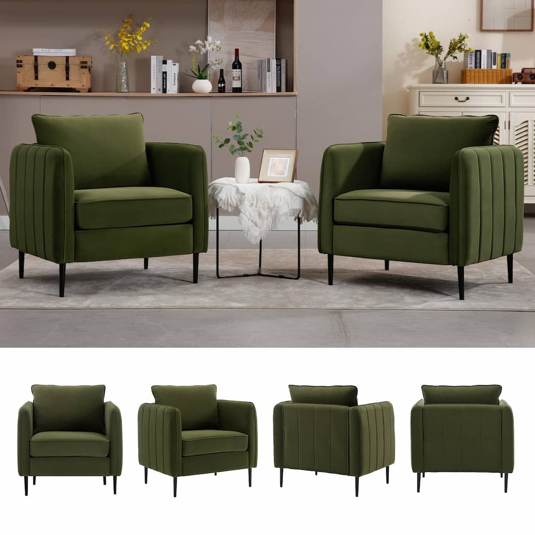 Green Accent Chairs, Comfy Armchair